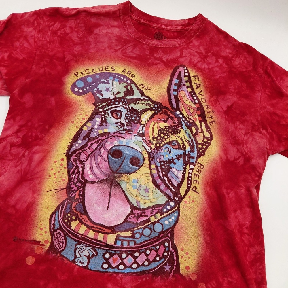 The Mountain "Rescues Are My Favorite breed" Tee Shirt Tie-Dye Red Adult XL Dog